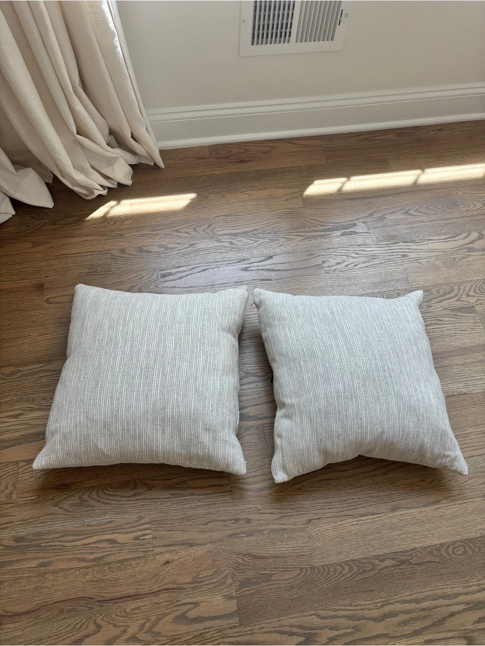Calvin Klein 19 in Square Taupe Beige White Throw Pillows Set of 2
